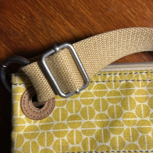 Fossil Womens Key-Per Boho Fabric Strap Yellow Vinyl Crossbody Purse - Picture 9 of 11